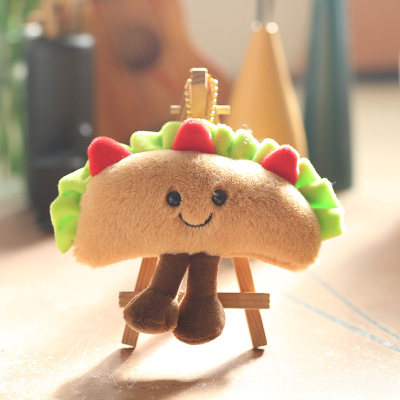 Cute and adorable sandwich food toy pendant, plush toy doll, hamburger eggplant bag, hanging decoration, keychain doll pic 4