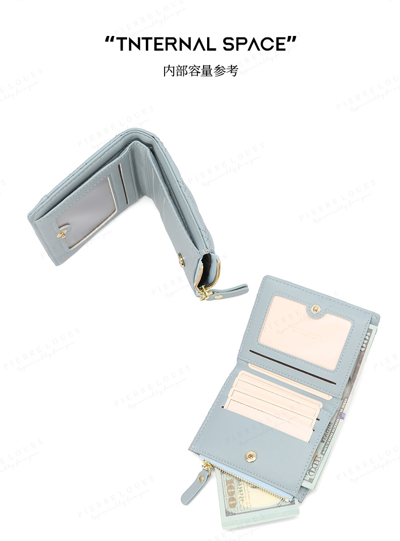 A fashionable new diamond-patterned student high-end wallet with a Korean InS-style short zipper and large capacity for women pic 12