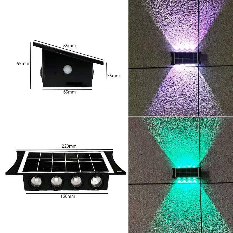 Solar outdoor lights, wall-washing lights, outdoor courtyard waterproof, villa garden exterior wall landscape spotlights, decorative fence lights pic 13