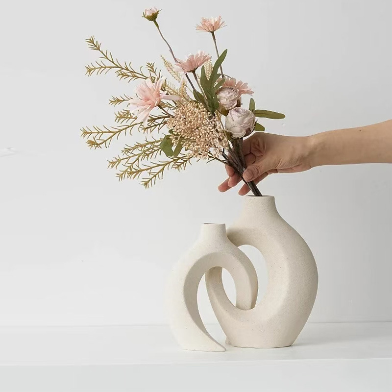 Nordic-style ceramic vases and flower arrangements, high-end and niche living room entrance hall home decoration vases and ceramic flower vases pic 6