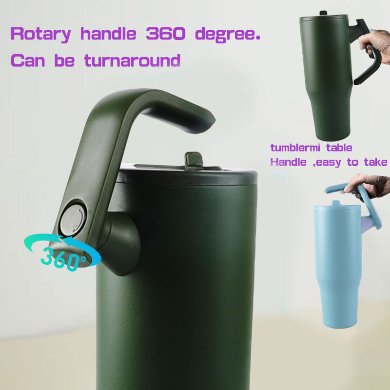 New solid-color stainless steel insulated cup, outdoor portable and fashionable straw cup, large-capacity simple cold insulation car cup pic 8