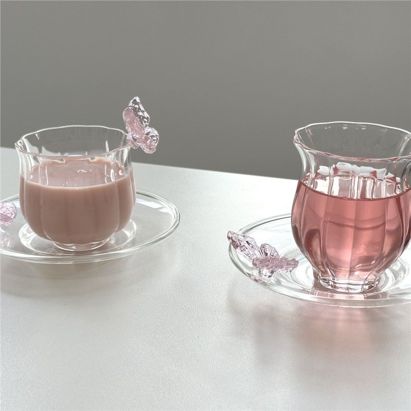 花神杯子收藏手作水仙蝴蝶杯子耐热家用玻璃杯咖啡杯创意茶杯详情4
