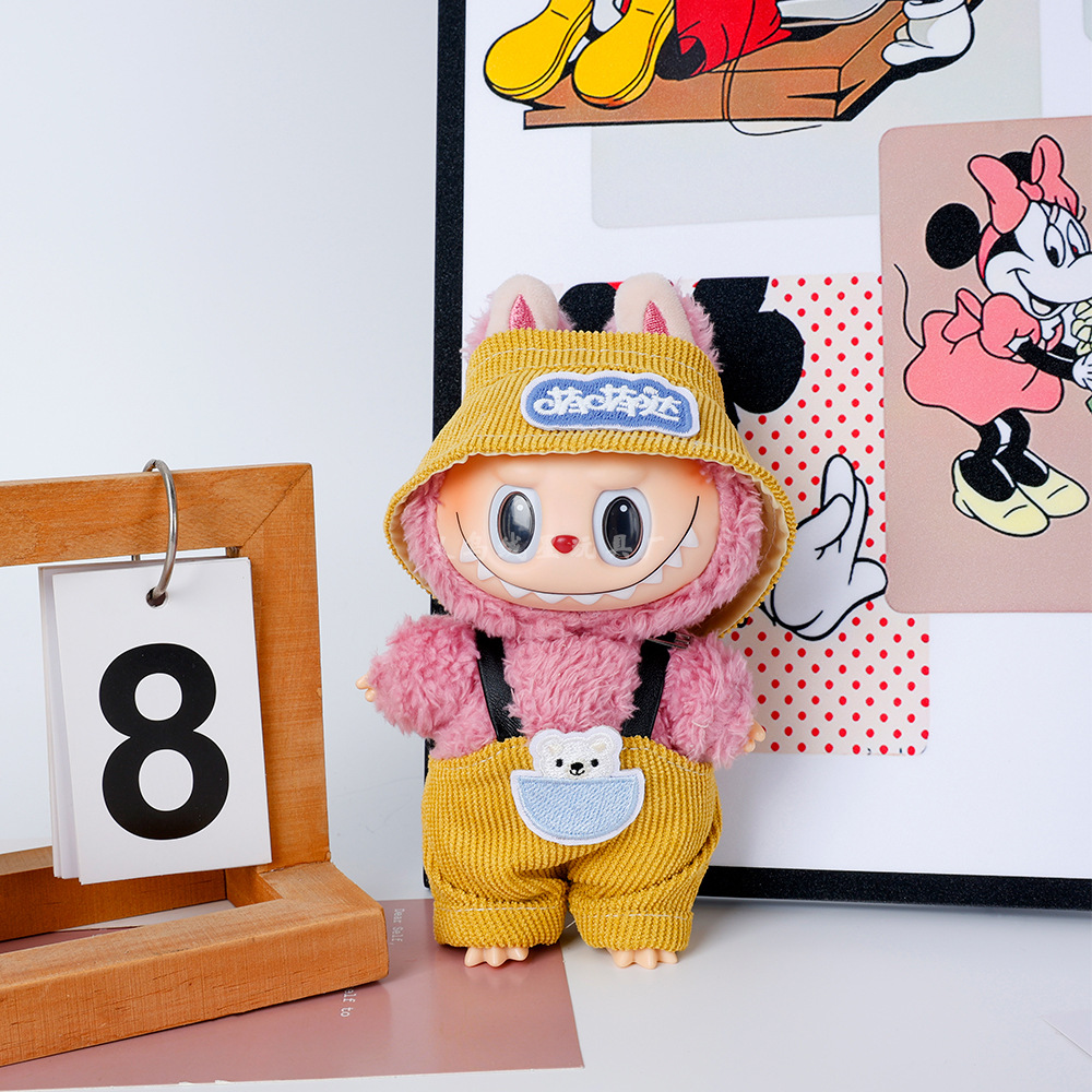 New labub baby clothes, cute hat, cartoon overalls, two-piece set, Mengqiqi KT cat doll for replacement pic 9