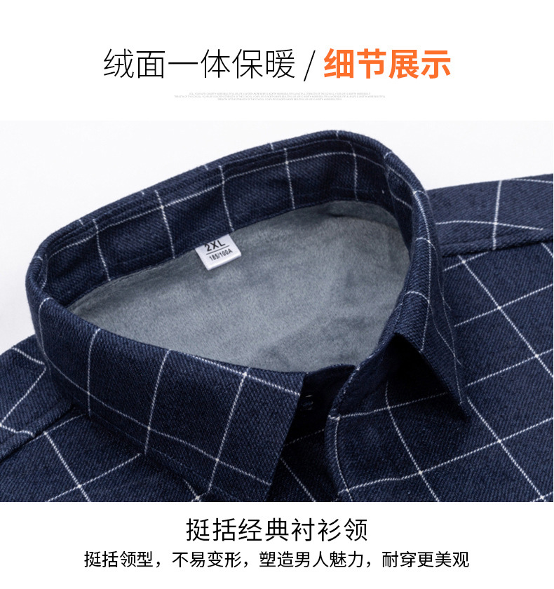 2025新款翻领休闲男士保暖衬衫宽松型格子现货棉冬季加厚中年男装详情42