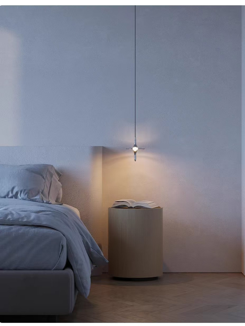 Crystal staircase chandelier, modern, simple and high-end, light luxury duplex, personalized dining room, bedroom, bedside small chandelier pic 7