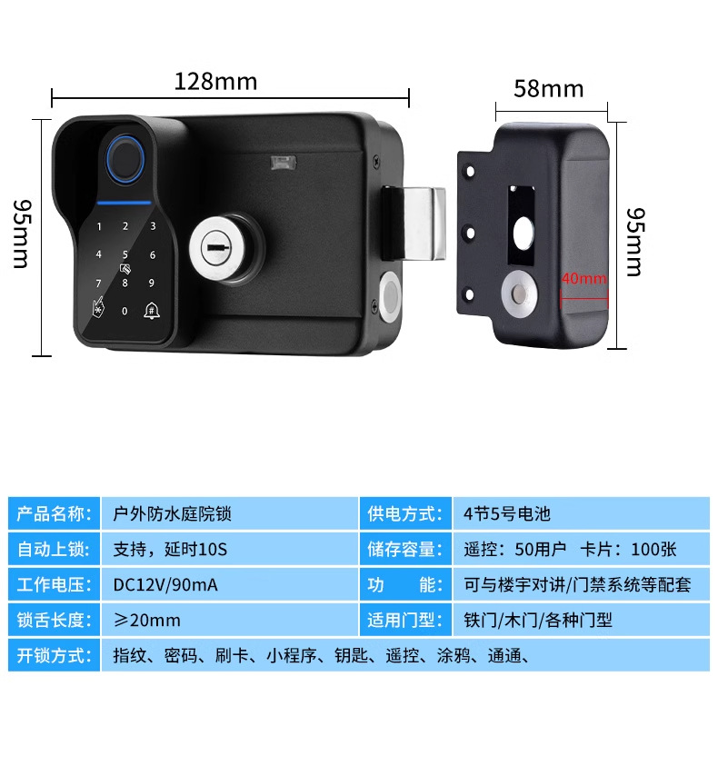 Bull head lock, electronic lock, anti-theft door, courtyard fingerprint lock, apartment iron gate, graffiti all smart lock, old-fashioned combination lock pic 25