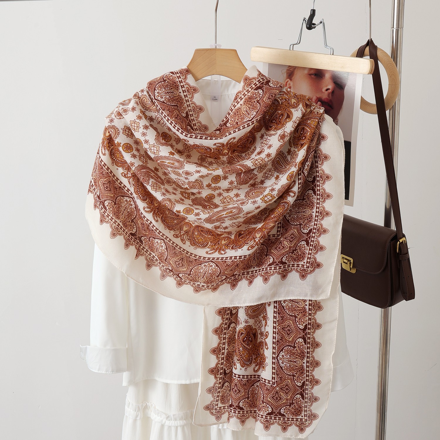 A color-blocked fashionable faux wool scarf, a thin and warm silk scarf, a large shawl, and a fashionable cape long scarf for women pic 13