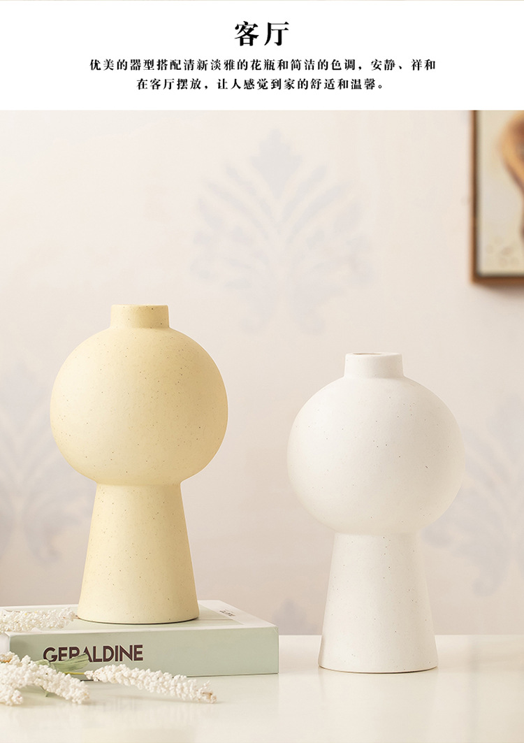 2025 Nordic minimalist Ceramic vases, light luxury dried flower arrangements, home living room and bedroom decorative items, cross-border best-selling vase ornaments pic 3