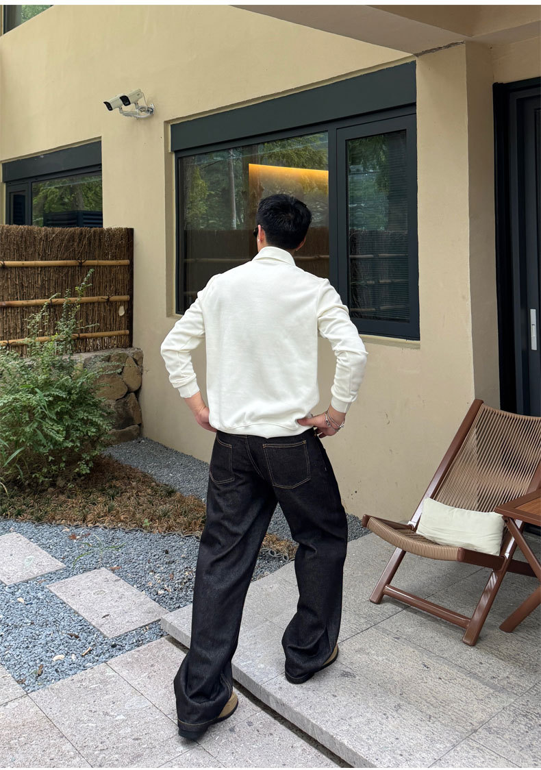 AUTICUP American retro hand-stitched, non-fading, natural cow jeans, slimming, loose 13.5-ounce straight-leg pants pic 7