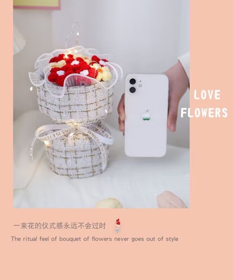 创意针织毛线仿真泡芙花束小香风精美走心闺蜜生日礼物母亲节送人详情2