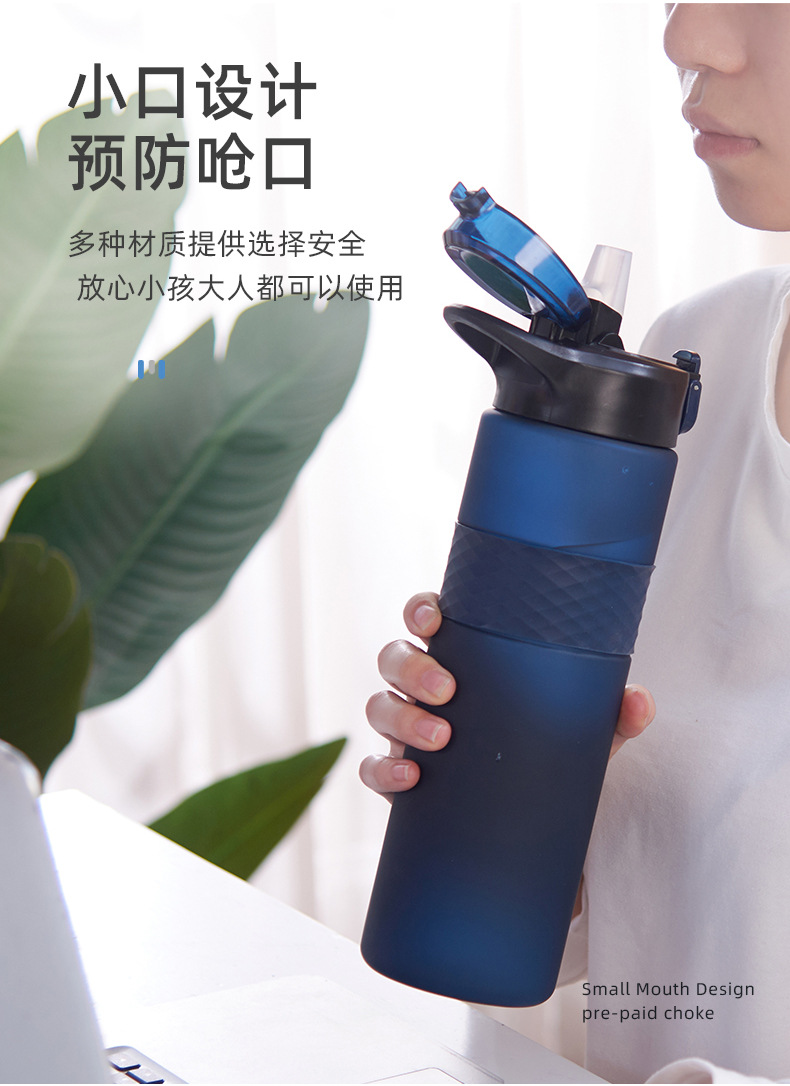 工厂定制跨境便携塑料水杯户外运动直饮大容量水壶弹盖防烫太空杯详情4