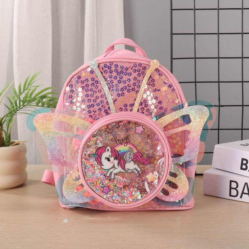 pu leather Little Princess backpack for children and babies, lightweight schoolbag, casual and versatile, trendy 2025 new style pic 8
