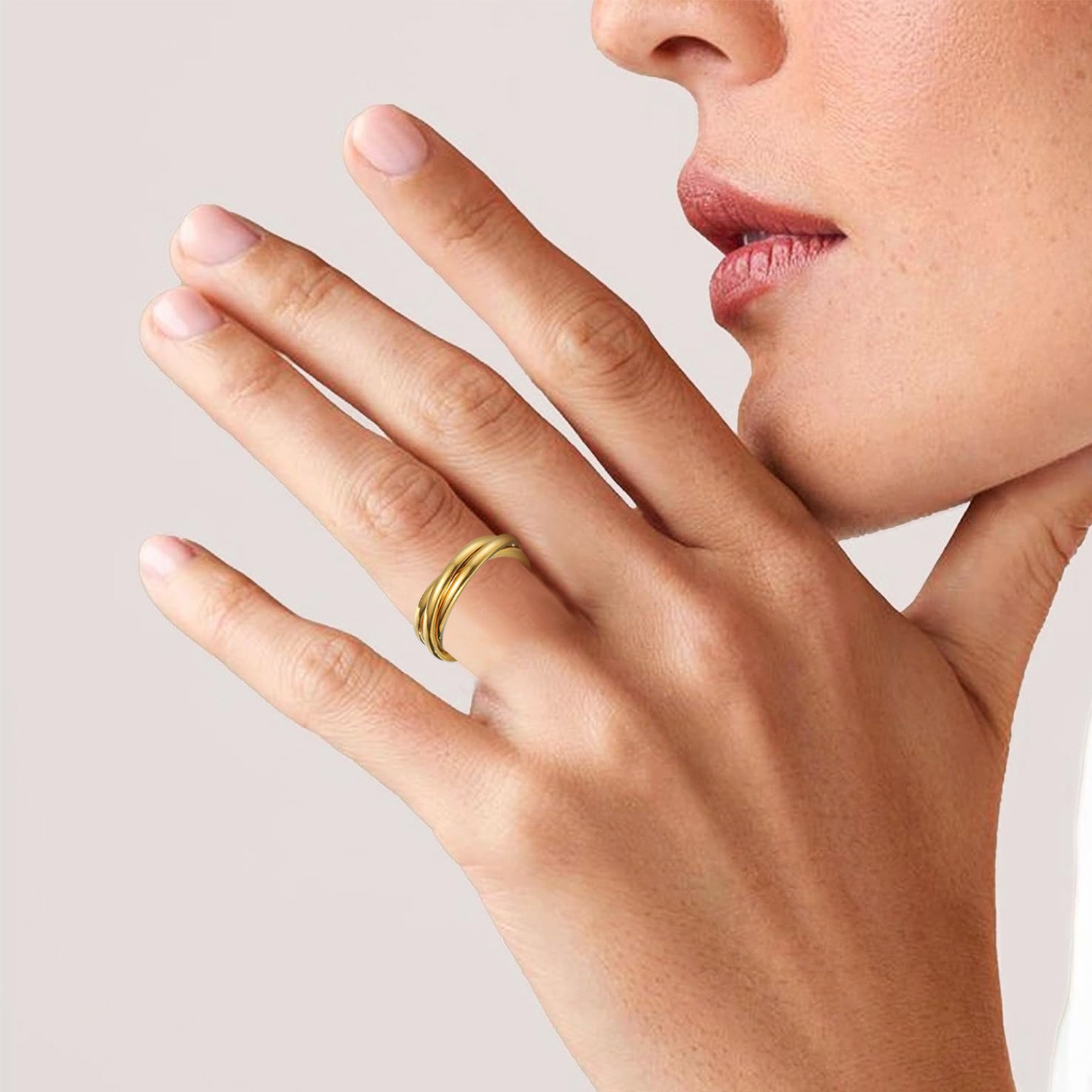 亚马逊爆款钛钢转动戒指旋转减压抗焦虑正念冥想旋转戒指小花戒指详情8