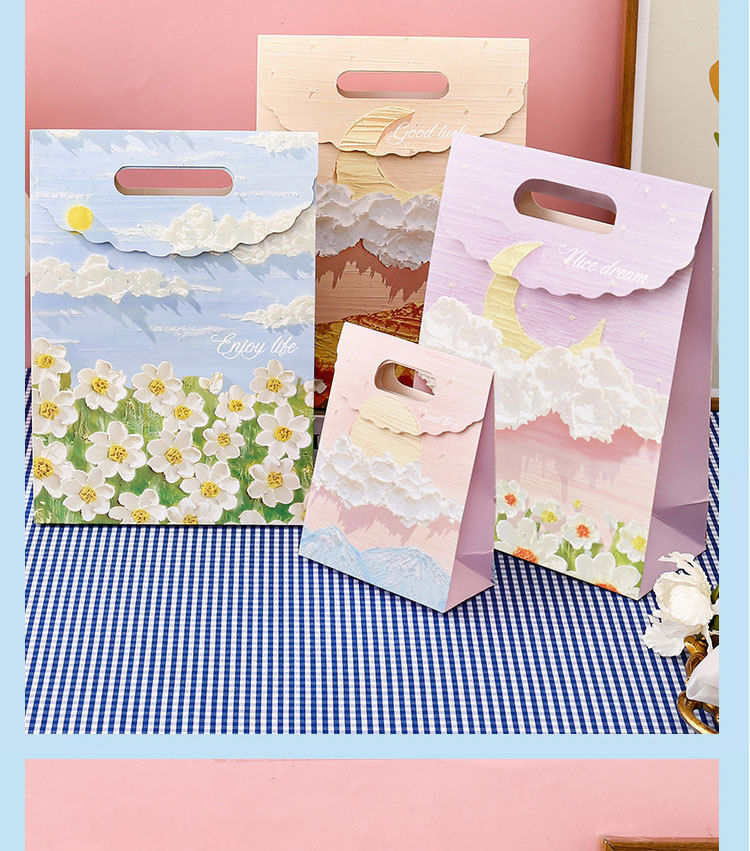 文艺油画礼品袋文艺手提袋节日精美男女生日花束包装送礼物纸袋子详情14