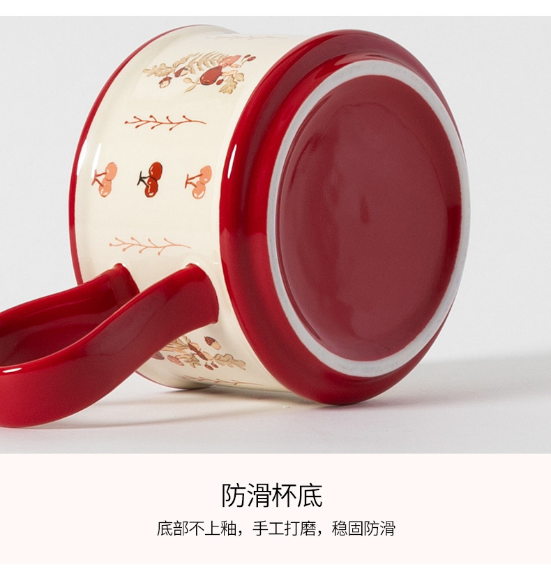 蘑菇樱桃田园可爱陶瓷咖啡杯碟套装红茶杯高颜值喜庆婚庆对杯送礼详情6