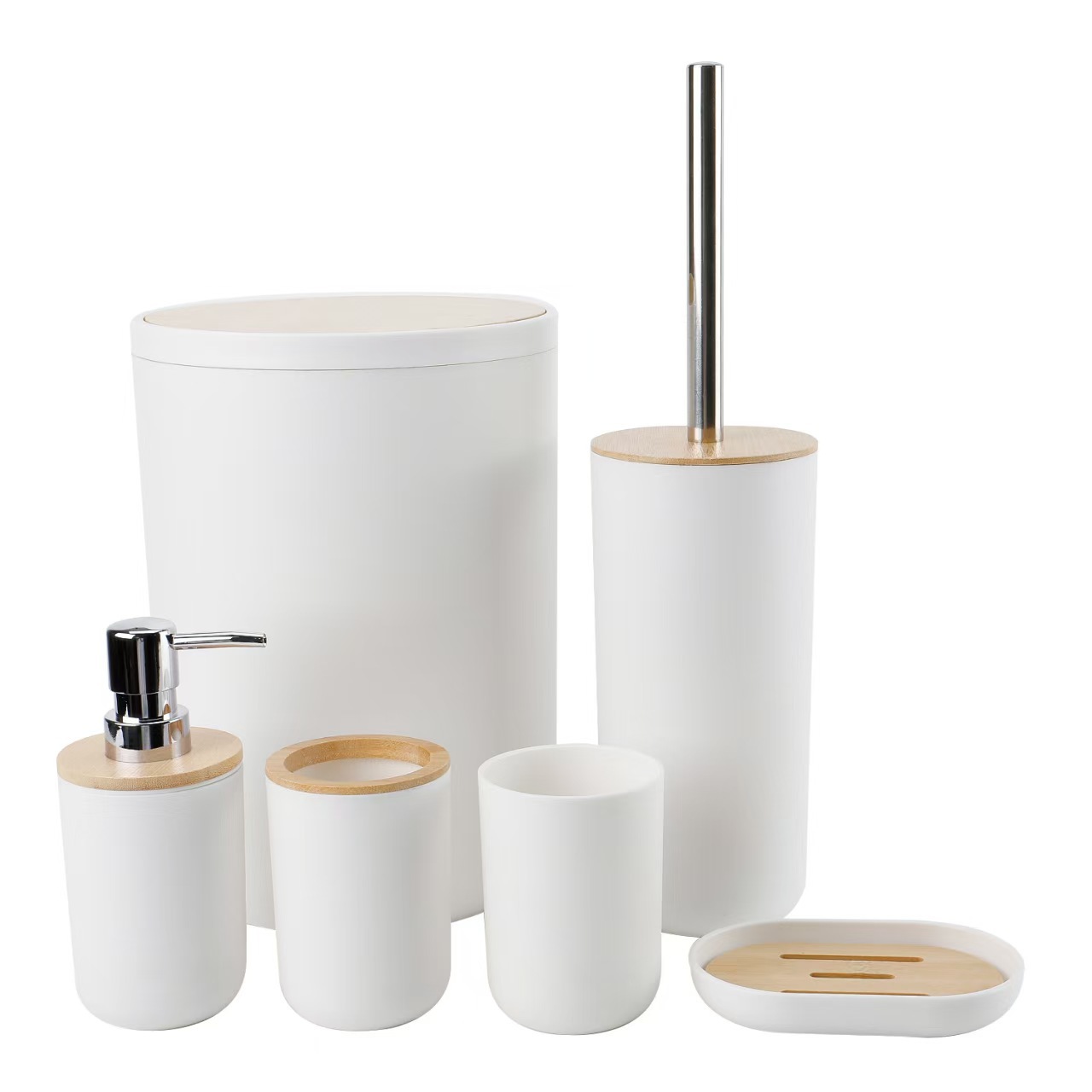 卫浴套件竹制品马桶刷套装浴室洗漱皂液器肥皂盒牙刷架卫生间用品详情1