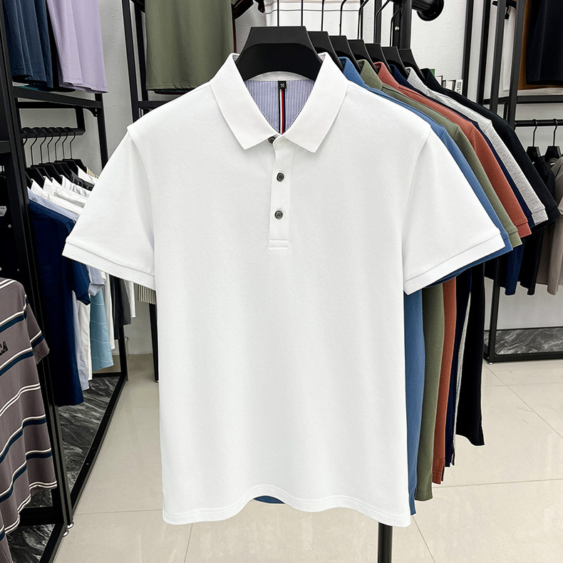 细珠地纯棉polo衫短袖男夏季新款中年纯色商务休闲翻领男士t恤详情18