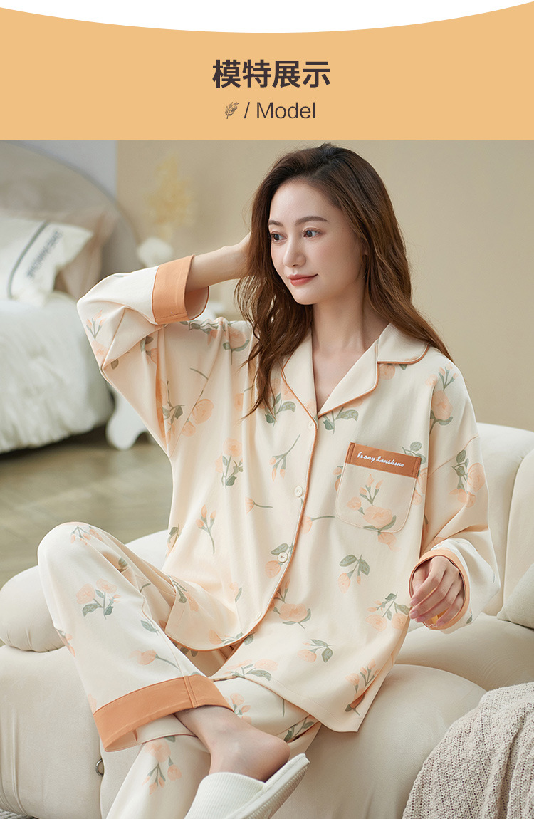 睡衣女士100%纯棉春秋款2024年新款长袖秋冬薄款大码家居服套装详情10