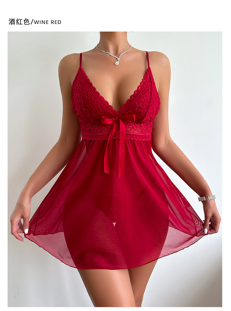 Source Factory Summer Sexy See-through mesh lace Halter Dress Low-cut thin private Seductive Sleeping Dress 716 pic 16