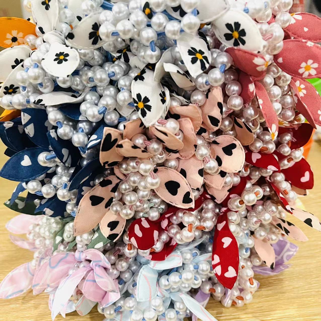 40 # hair tie, pearl rabbit ears, one-yuan rubber band hair tie, pearl rabbit ears hair tie, popular hair accessories, street stalls, street accessories supply, one-yuan supply pic 6