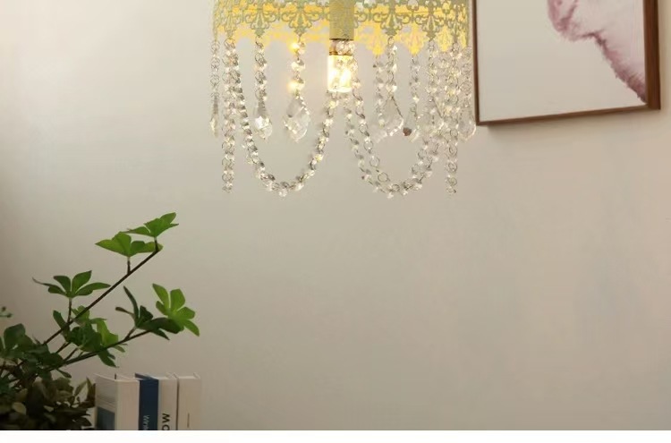 法式奶油风浪漫水晶吊灯美式轻奢玄关过道床头衣帽间公主房灯具详情8