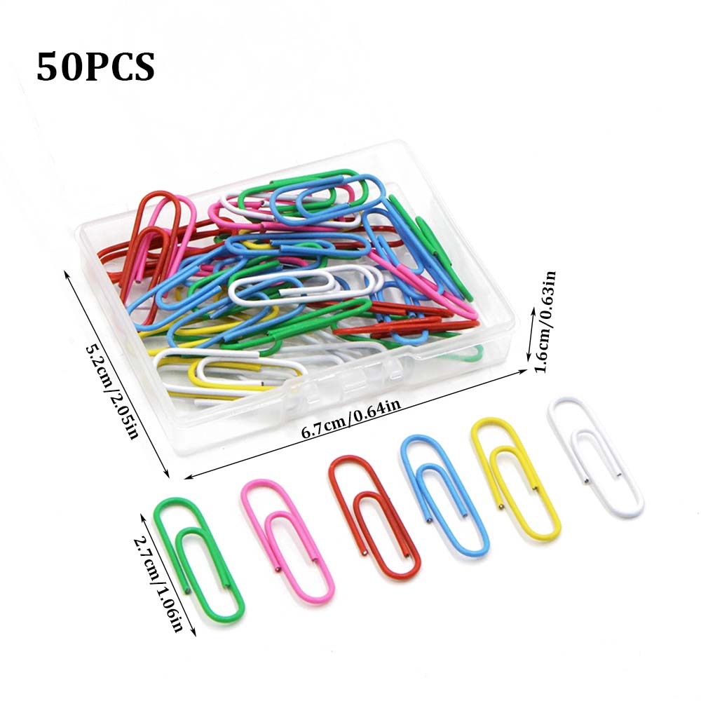 28MM color plastic-coated paper clips, 50/100/200 transparent plastic box paper clips, office desktop storage pic 8