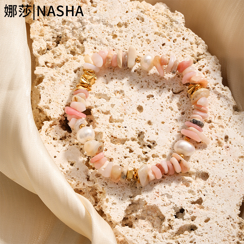 娜莎欧美跨境爆款彩色贝壳手链项链沙滩不规则碎贝壳男女士颈链详情10