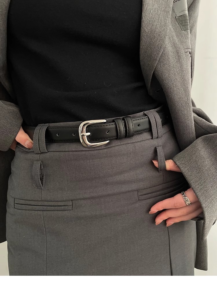 简约百搭皮带裤子女士新款腰带黑色韩国学生韩系裤带细款免打孔详情9