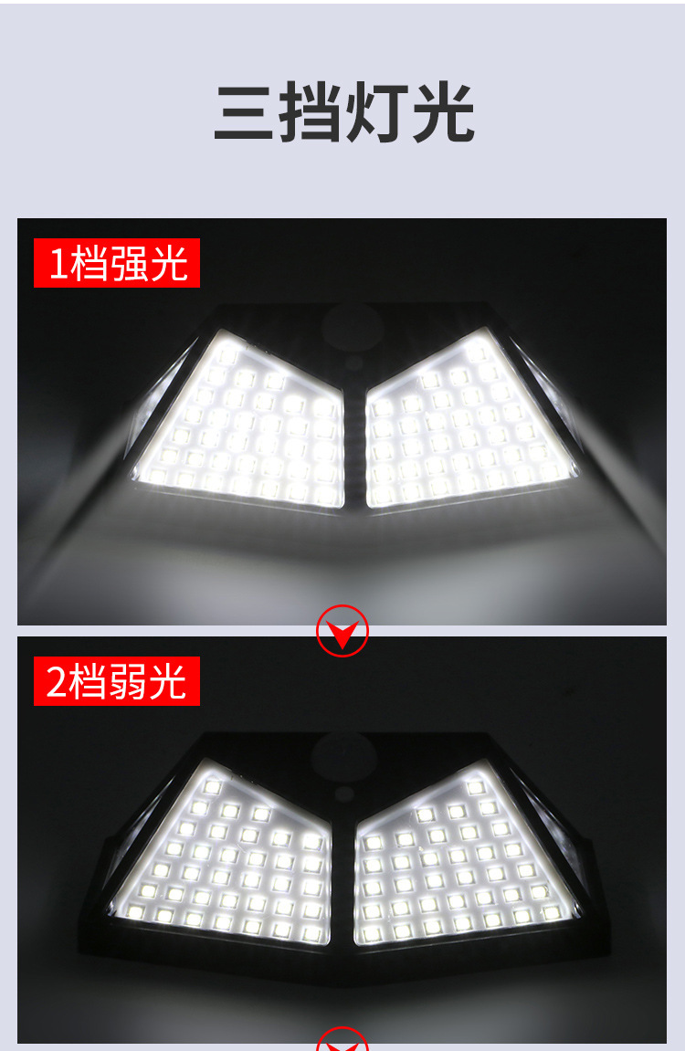 Cross-border 100led solar wall lamp, human body sensing light control, waterproof garden lamp, outdoor small street lamp, solar lamp pic 9