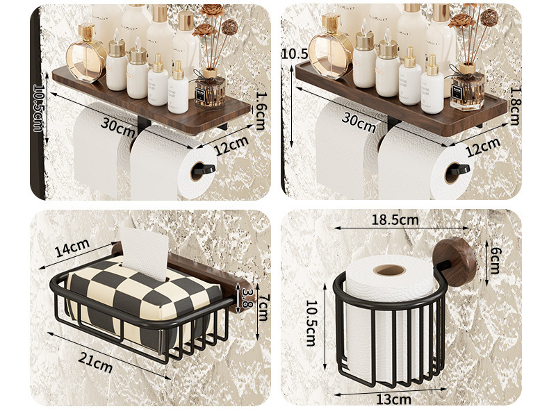 胡桃木卫生间毛巾架免打孔高端浴巾置物架浴室架子洗手间厕所挂件详情28