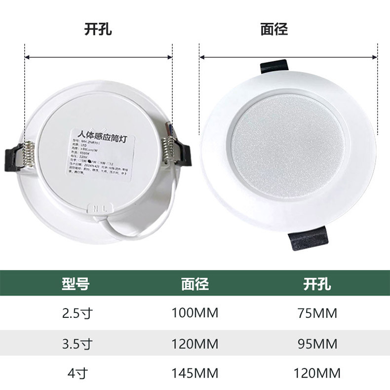Radar sensor downlights, human body sensor ceiling lights, hotel corridors, stairwells, passageways, ceiling sensor downlights integrated pic 14