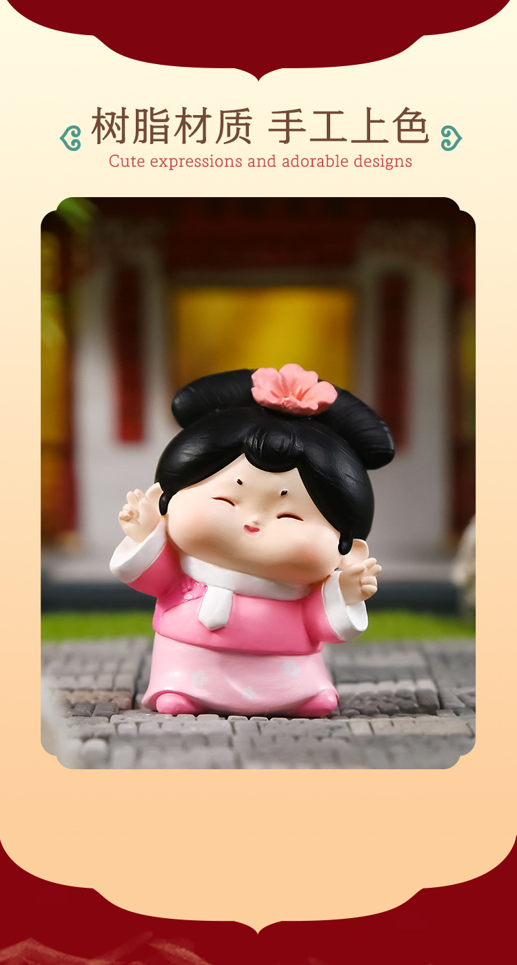 Ancient-style sugar grid figurine, cute desktop resin figurine, Chinese-style cute and fun design sugar grid resin handicraft pic 5