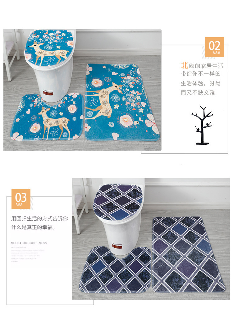Entrance carpet, absorbent floor mat, thickened door mat, floor mat, staircase anti-slip mat, toilet and bathroom three-piece set in stock for wholesale pic 5