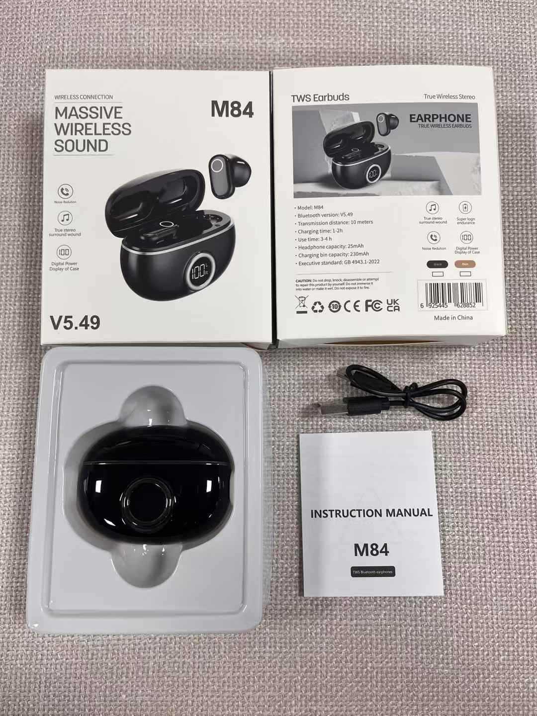 M84 mango corto electrochapado en el oído auriculares bluetooth inalámbricos huqiang bei reducción de ruido fábrica esport baja latencia ear clip tipo pic 2