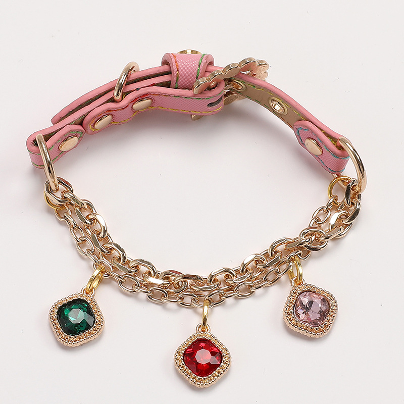 Pet supplies: Diamond buckle cat and dog collars, small dog pink pet necklaces, leash, cat and dog supplies pic 6