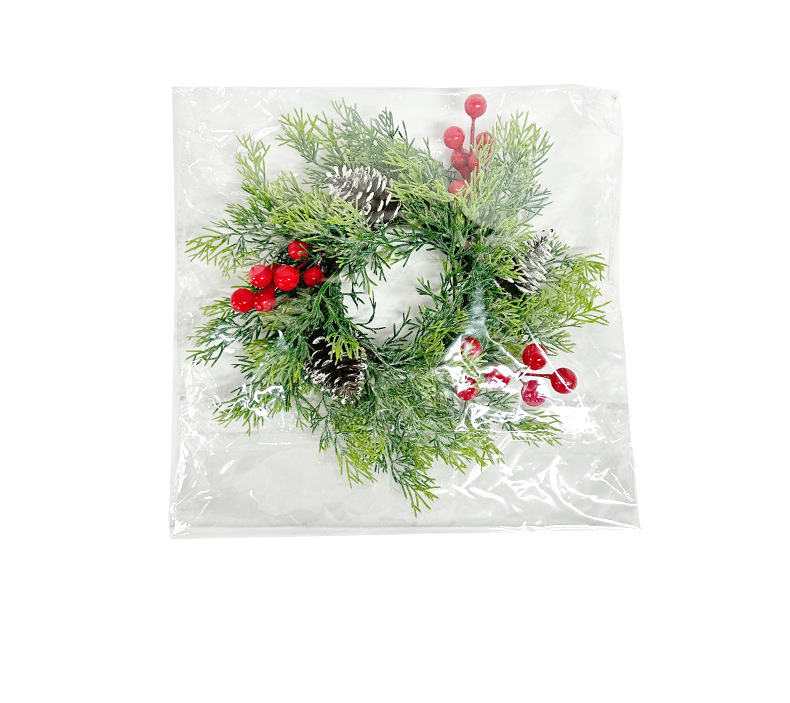 跨境新款圣诞节绿植仿真红果松柏门饰场景装饰氛围布置圣诞小花环详情11