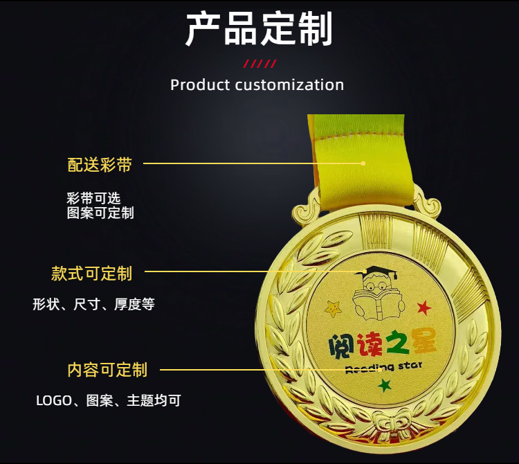 金属奖牌制作运动会颁奖奖章活动比赛创意奖品锌合金纪念金牌厂金属奖牌定制马拉松奖牌挂牌金牌定做幼儿园运动会小学生奖章奖品详情4