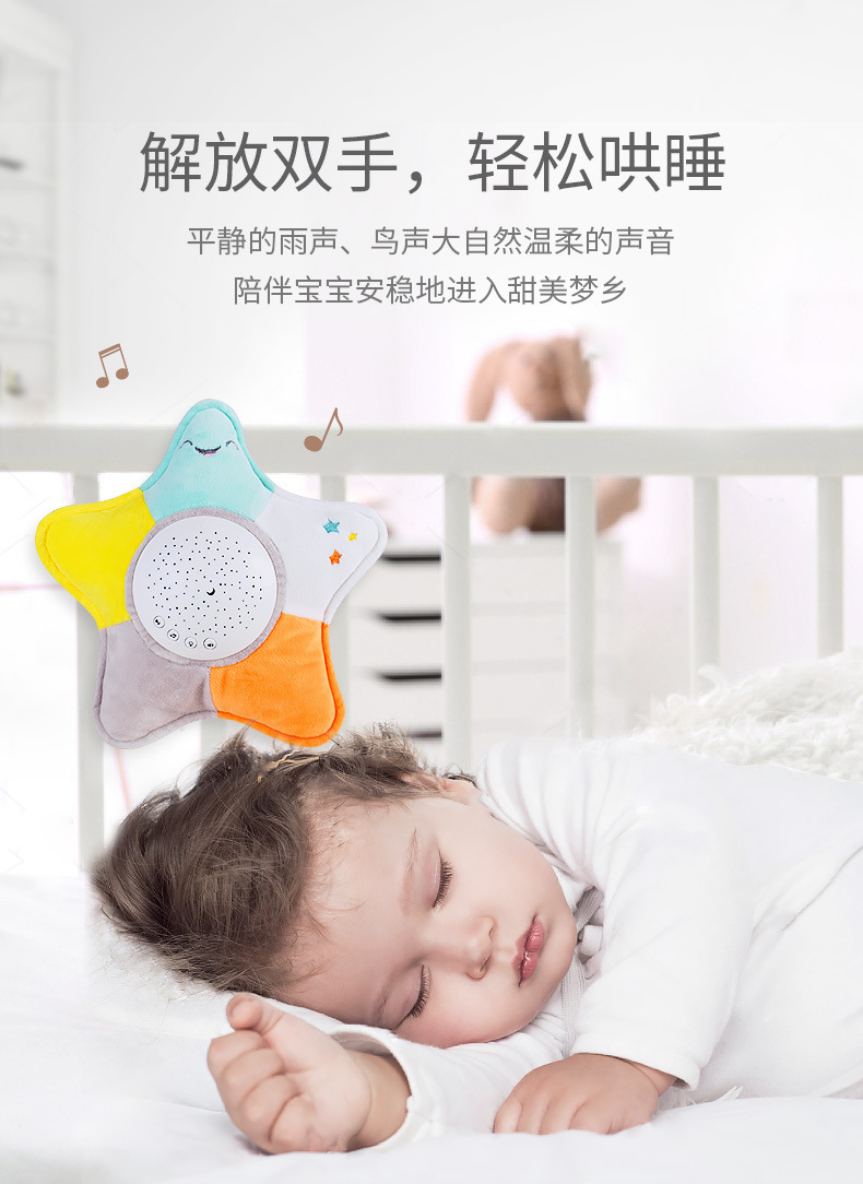 Cross-border Baby 12-key Soothing Projection plush toy Music Starry Sky Lullaby Infant sleep Soothing toy pic 2