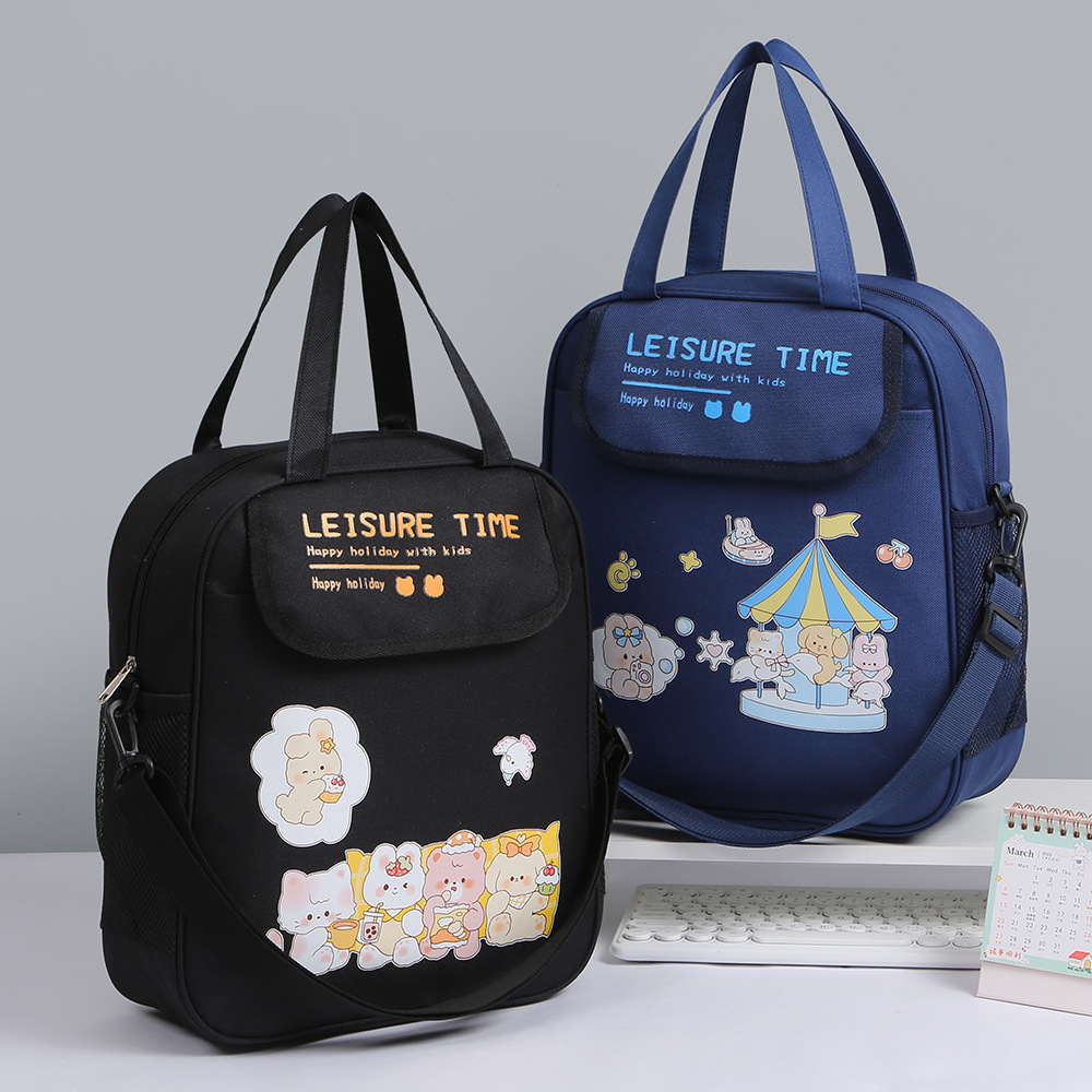 学生多功能书包 三用可斜跨可手提可背包卡通牛津布双层补习背包详情1