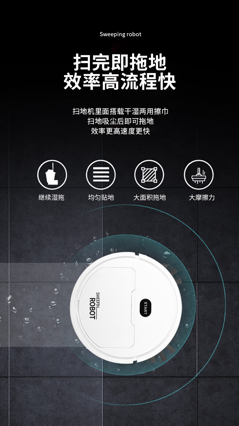 Mini vacuum cleaner robot, small, light, multi-functional, household sweeping, mopping and suction integrated, usb charging wholesale cross-border pic 8