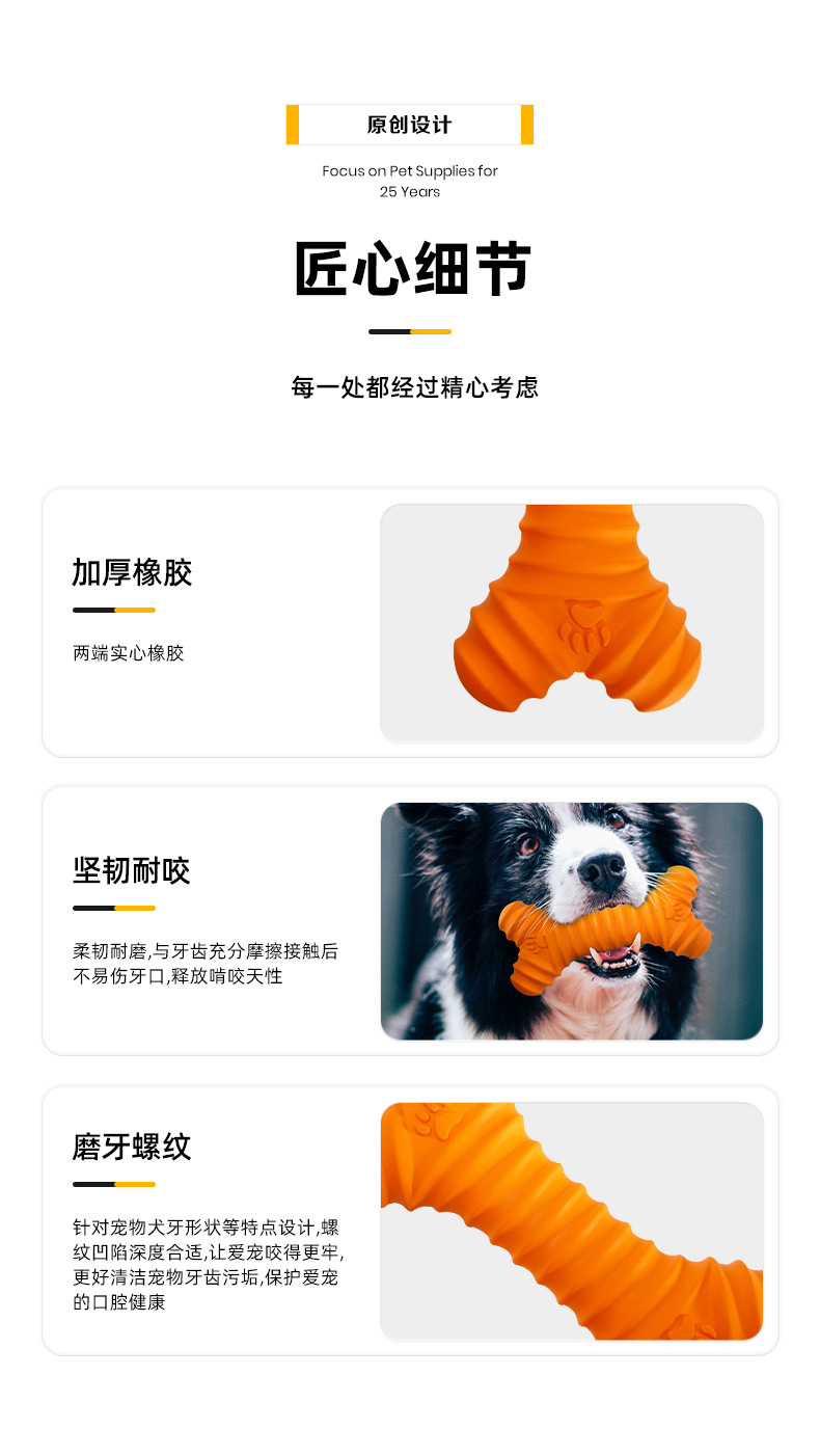 盛盟宠物橡胶螺纹骨头狗发声磨牙耐咬玩具中小犬用品源头工厂批发详情12