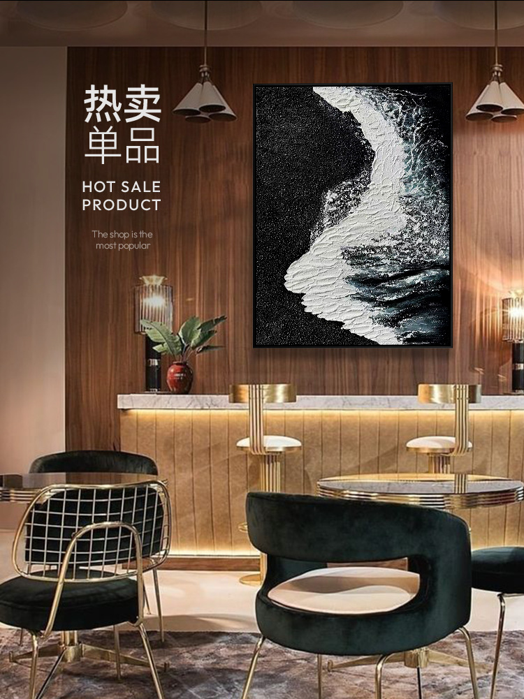 跨境热销手绘油画 波浪风景挂画轻奢壁挂玄关客厅卧室装饰画详情9