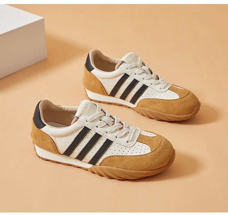 蜜蜂一狼旗舰店高端秋季德训女鞋休闲真皮运动阿甘鞋透气女士潮鞋详情25