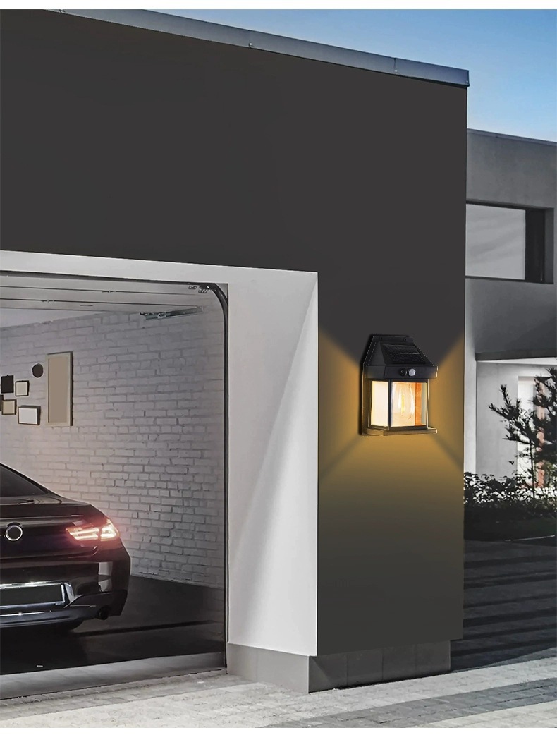 Solar-powered outdoor wall lamp, human-sensing three-mode tungsten filament wall lamp, garden villa courtyard night light, rainproof pic 12