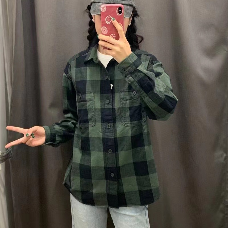 秋季男装竹节棉格子衬衫外套宽松衬衣长袖薄外套E476899/476900详情10