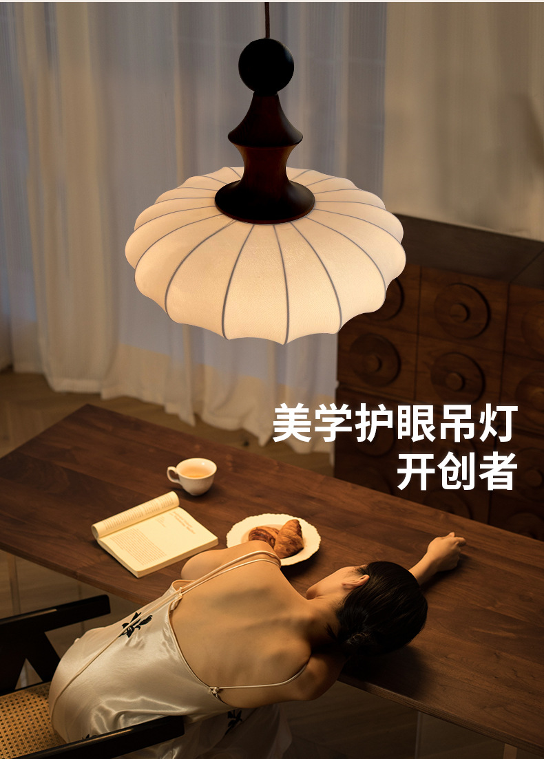 Zhaoying Bamboo Joint retro vintage bedroom chandelier, log style dining room lamp, high-end room solid wood wabi-sabi style lamp pic 13