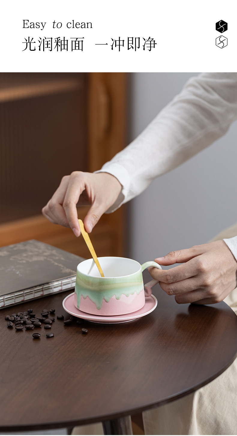 咖啡杯碟陶瓷简约拿铁杯高颜值家用创意中式下午茶杯子咖啡杯套装详情11