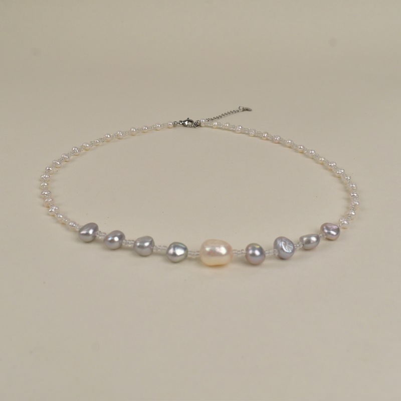 气质灰色巴洛克天然淡水珍珠项链女轻奢简约百搭珍珠锁骨链颈链详情12