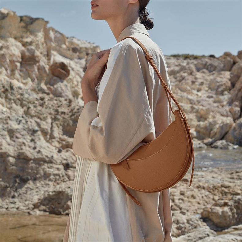 法国小众polene月牙包女真皮poleno半月腋下包包斜挎马鞍包新款详情1