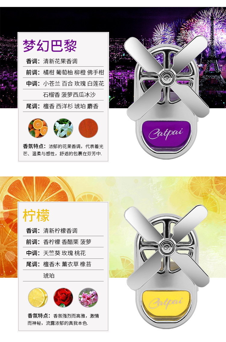 Car perfume, car aromatherapy, air conditioning outlet fan, rotating interior accessories, light-scented creative decorative items pic 15